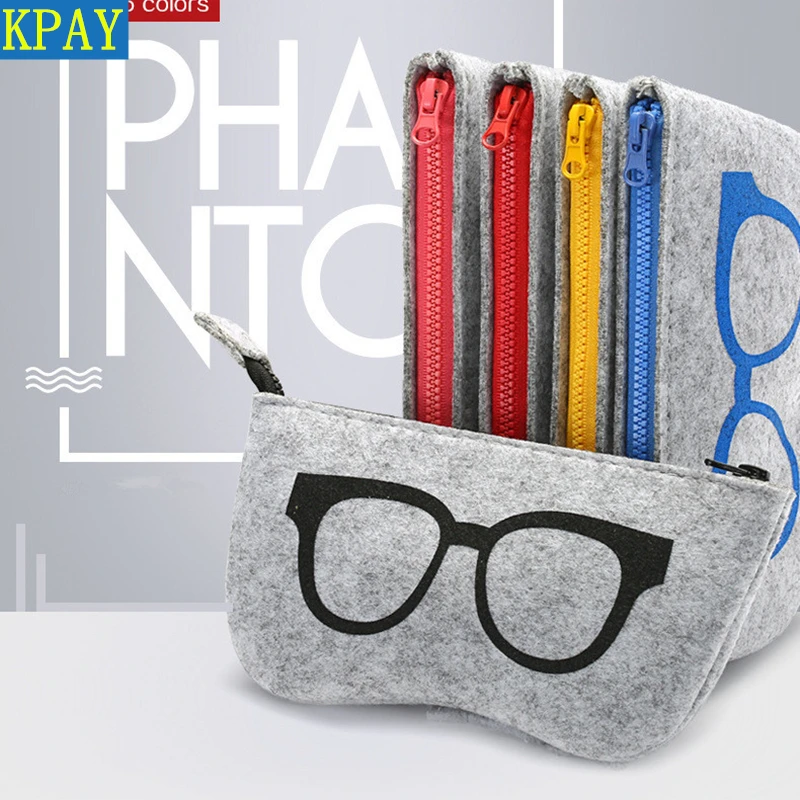 

Felt Zipper Case Pouch Bag Box Eye Glasses Sunglasses Storage Protector Eyewear Accessories Fun pattern sunglasses storage bag