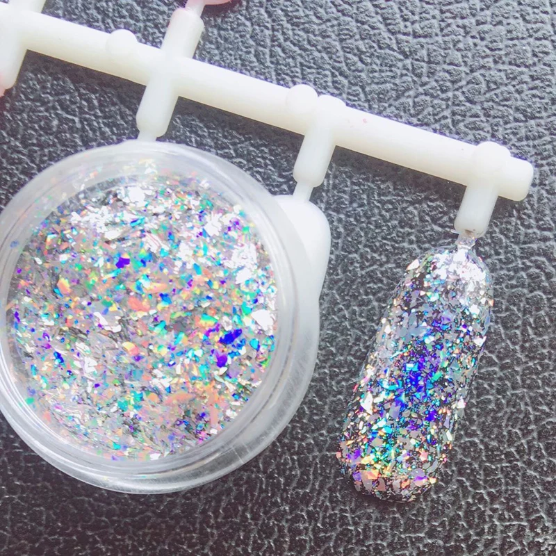 

0.2g/box Laser Glitter Galaxy Holo Flake Rainbow Nail Art Sequins Holographic Flakies Powder Paillettes