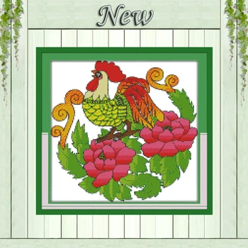 

Cock and Lotus home decor Painting Counted Print on canvas Needlework Kits Embroidery Sets DMC 14CT 11CT DIY Cross Stitch flower