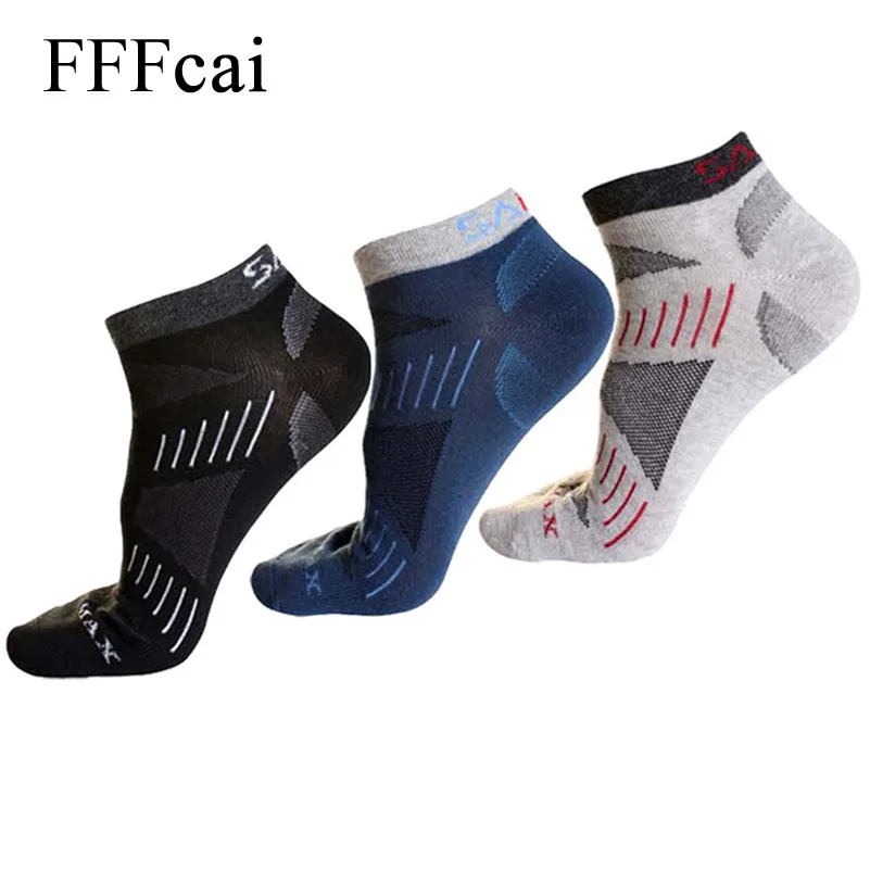 FFFcai 3 Pairs Men Thermal Running COOLMAX Sport Socks Men's Outdoor Thin Trekking Absorb sweat