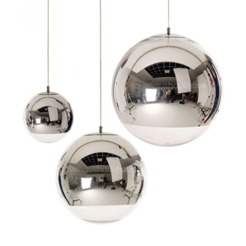 Attractive Copper/Sliver Glass Shade Silver Inside Mirror Pendant Light E27 LED Lamp Ball Indoor Living Room Lamps | Освещение