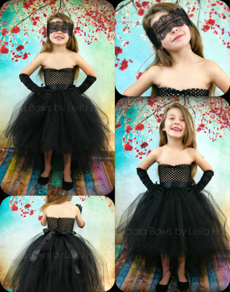 

POSH DREAM Black Tutu Gown Dress High Low Train Dress Girls Kids Tutu Dress Up Party Wedding Photography Masquerade Costume