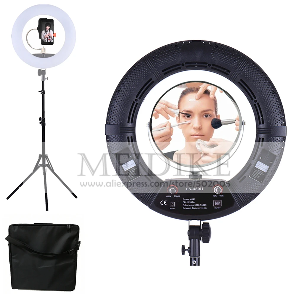 

Yidoblo black FS-480II Bio-color adjustable beauty salon makeup 48W 480 LED Ring Light LED Lamp+ 2M standing+Bag Kit