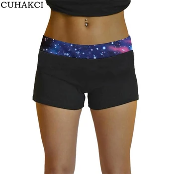

CUHAKCI Summer Short Femme Women Workout 3D Print Elastic Low Waist Fitness Womens Shorts Slim Outwear Ladies Shorts Feminino