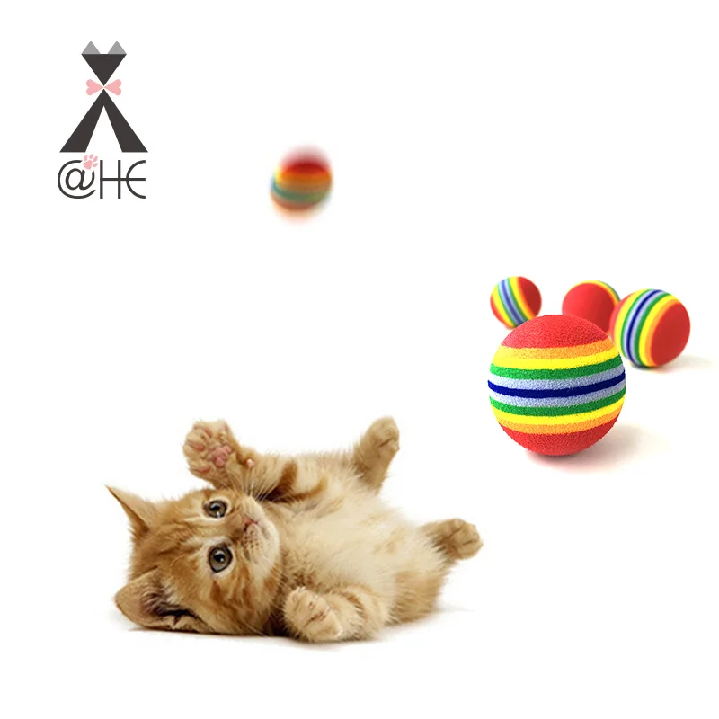 @ HE 10 шт. 3,5 см Cat двусторонний мяч игрушка Красочные Pet Радуга пены принести BallsPlay Жевательная погремушка царапинам EVA мяч игрушечные лошадки