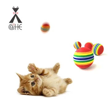 

@HE 5Pcs Cat Interactive Ball Toy Colorful Pet Rainbow Foam Fetch BallsPlay Chewing Rattle Scratch EVA Ball Toys