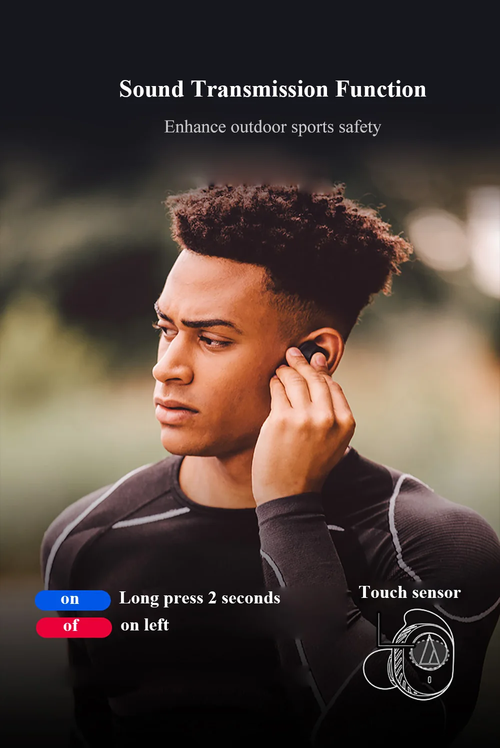 Original audio technica ATH-SPORT7TW verdadeiro fone de