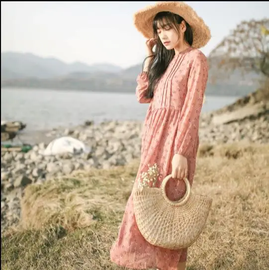 Милое Платье Мори для девушек 2019 Boho весенне летнее платье женщин розовые длинные