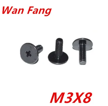 

200pcs M3x8 CM type Thin flat head philips machine screw phone screw steel black zinc plated
