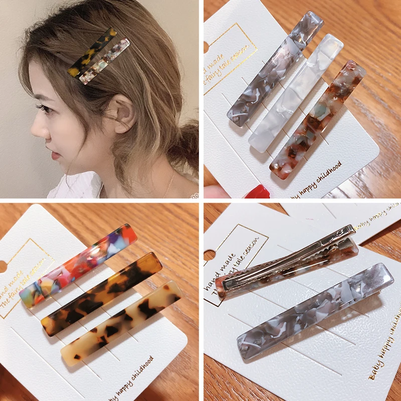 

7Pcs/set Women Girls Acrylic Alloy Leopard Rectangle Hair Clips Tin Foil Sequins Hairpins Barrettes Headbands Hair Accessories