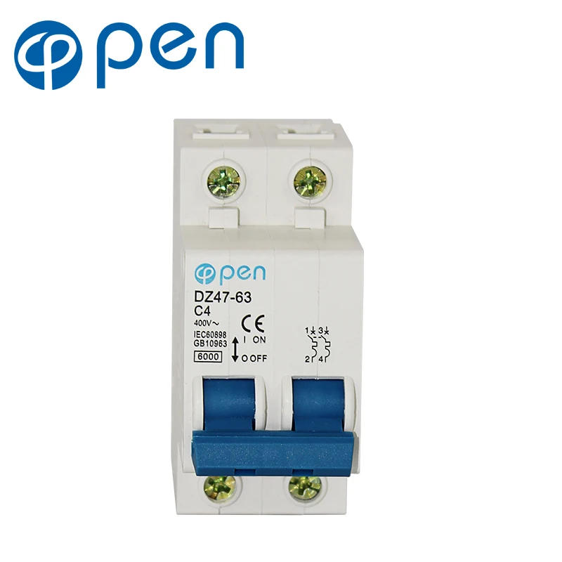 

2P 6pcs/ctn Miniature Circuit Breaker MCB DZ47 C45 Series for Overload and Short Circuit Protection