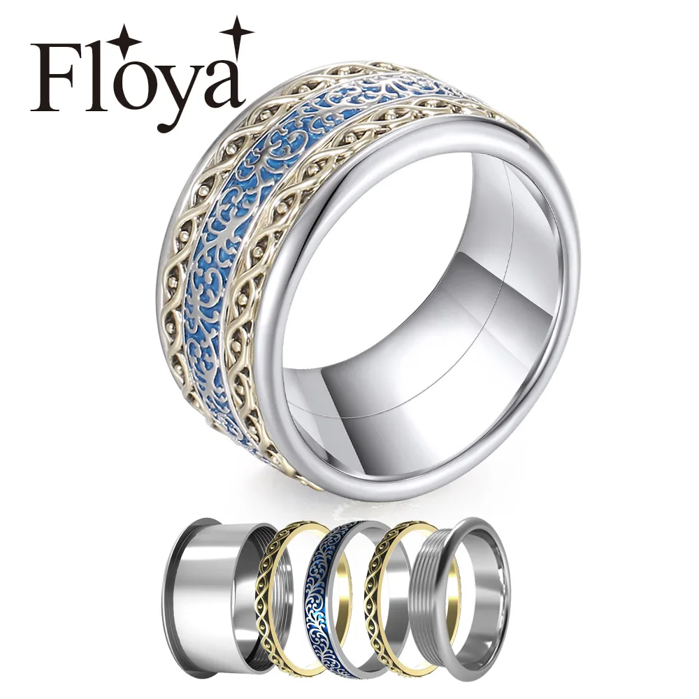 

Floya Vintage Ring Women Wedding Statement Rings Interchangeable Stainless Steel Arctic Symphony Collection Ring Bague