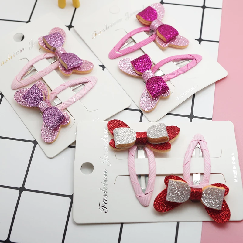 

Newly Baby Girl Duckbill Clips Bowknot Shape Hair Pin Set Children Hairpin Princess Hair Accessories