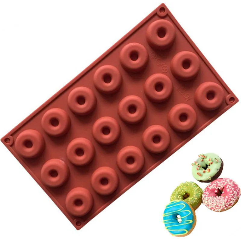 

18 Cavity Silicone Mini Donuts Mold Chocolate Biscuit Cake Cupcake Molds Doughnut Mould Home Baking Dessert Mold 29.8*17.3*1.4cm