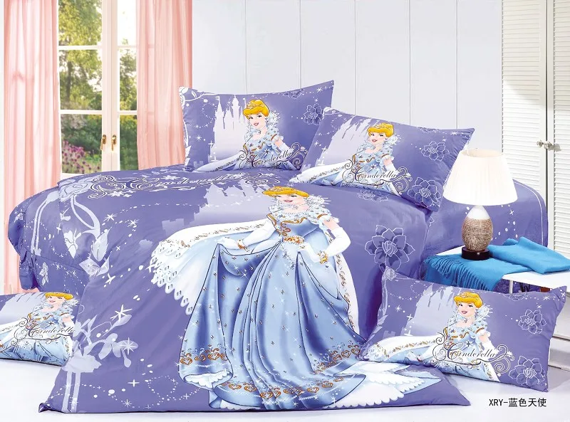 New Cartoon Princess Bedding Sets Single Twin Size Bedclothes