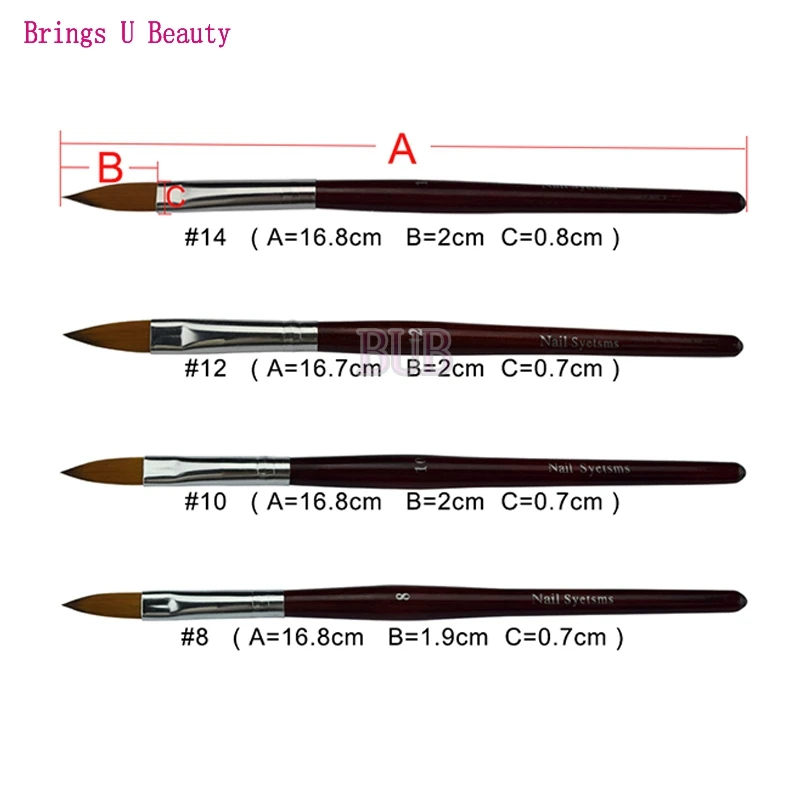 1 шт волоконные волосы круглая деревянная акриловая кисть для нейл-арта+ 1 шт колинский СОБОЛЬ Акриловая кисть для нейл-арта гелевая ручка кисти(2 шт./лот