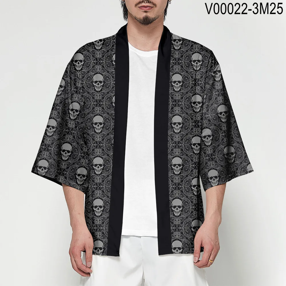 Японское кимоно кардиган для мужчин Haori Yukata мужской костюм самурая одежда кимоно куртка Мужская s кимоно рубашка блузка Одежда Obi - Цвет: 004