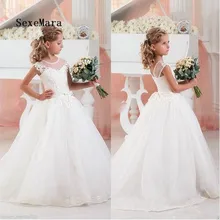 White or Ivory Flower Girls Dresses for Wedding Lace Applique Princess Birthday Party Dress First Communion Gown Custom Size цена White or Ivory Flower Girls Dresses for Wedding Lace Applique Princess Birthday Party Dress First Communion Gown Custom Size цены онлайн