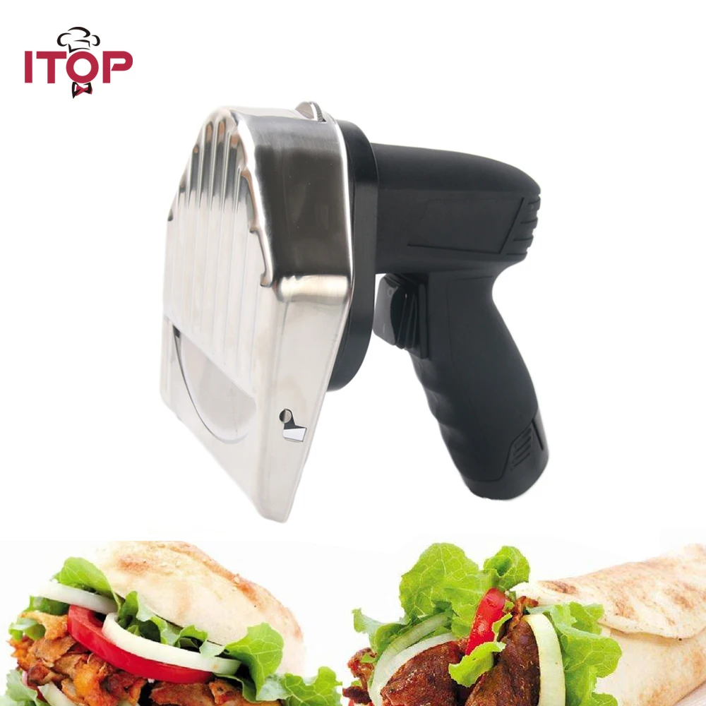 ITOP новый перезаряжаемый слайсер для кебаба машина резки мяса Shawarma Электрический