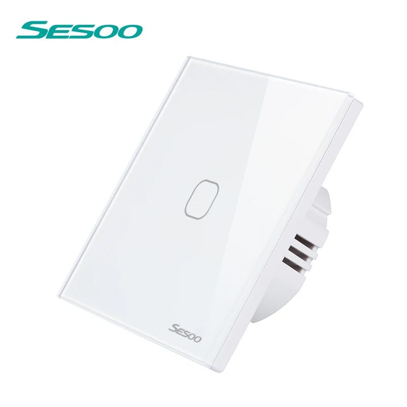 EU Standard 1 Gang 1 Way Crystal Glass Panel Touch Switch Controller Smart Control Fire Resistant