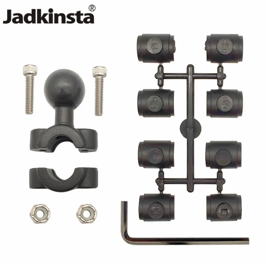 

Jadkinsta Fit 9-15.6mm Round Rod Clamp Motorcycle Handlebar Rail 1 inch Ball Mount Car Headrest Rai Holder with for Gopro