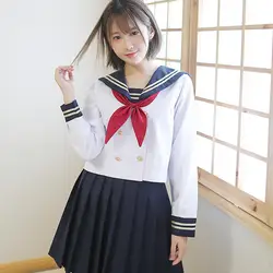 UPHYD школьная форма стиль s японская школьная форма для девочек Sailor Топы + галстук + юбка темно-синий Стиль студентов одежда S-2XL