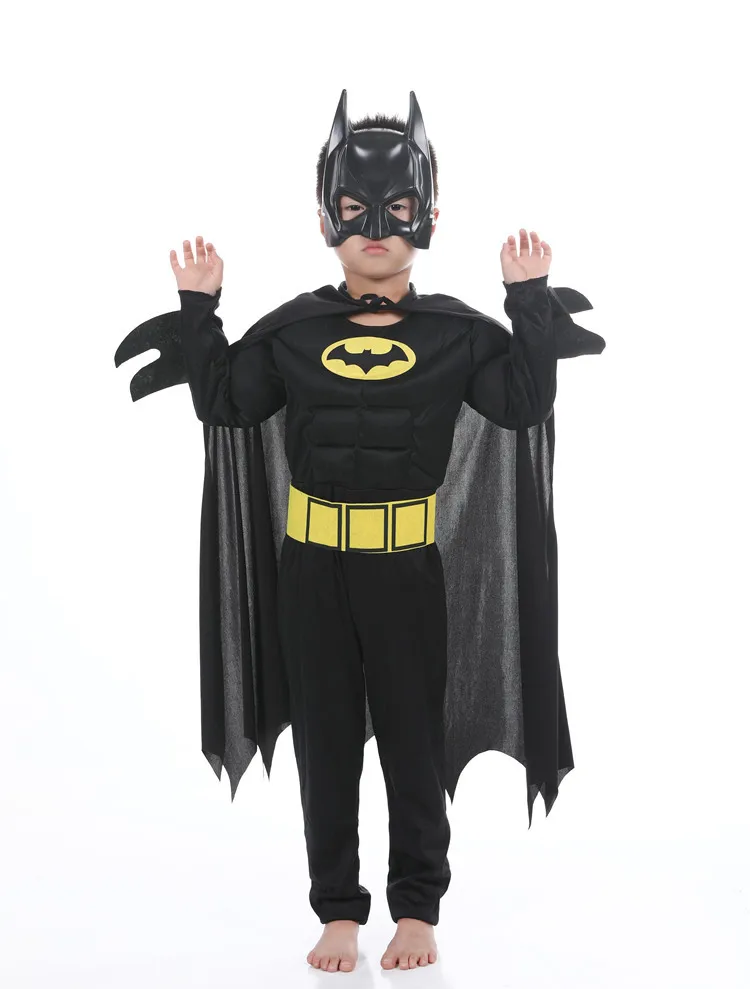 Kids Boys Muscle Batman Costumes & Masks Cloak Movie Character Superhero Cosplay Halloween Masquerade Party Superman Role Play Kids Boys Muscle Batman Costumes & Masks Cloak Movie Character Superhero Cosplay Halloween Masquerade Party Superman Role Play