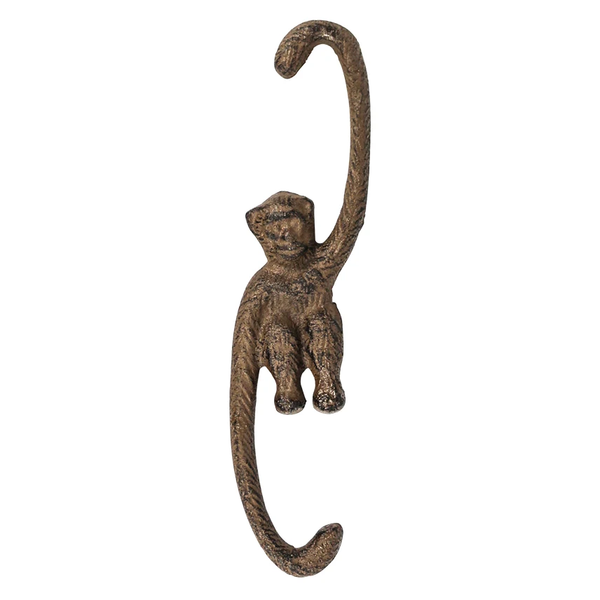 Antique Rustic Monkey Design in S Shape Cast Iron Wall Hanging Hookin