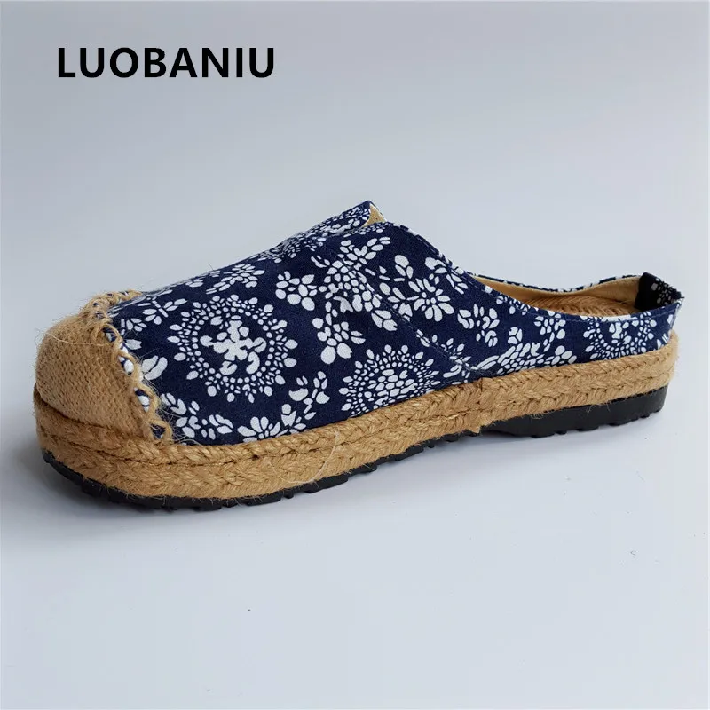

women shoes flat slippers breathable sandals Hemp summer Fisherman handmade retro woman shoes chaussure femme big size 35-44