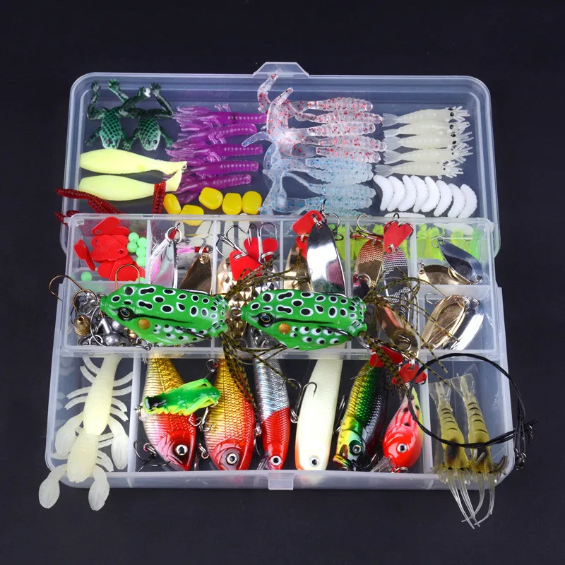 136Pcs New Leure De Peche Mixed Popper Minnow Soft VIB CrankBait Fishing Lures Set Worm Soft Lure Kit Jig Hooks Pesca In Box