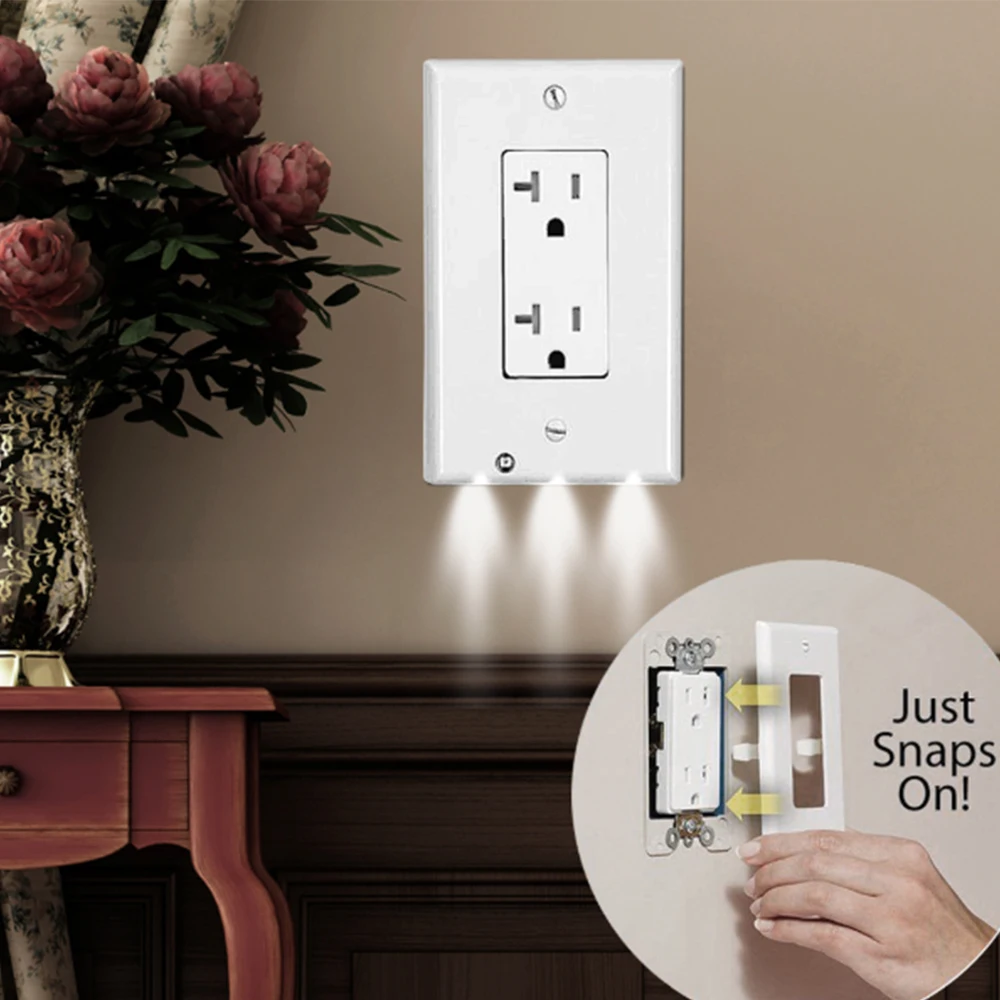 Buy Wall Outlet Cover Plate with LED Lights Safty Light Sensor Plug Coverplate