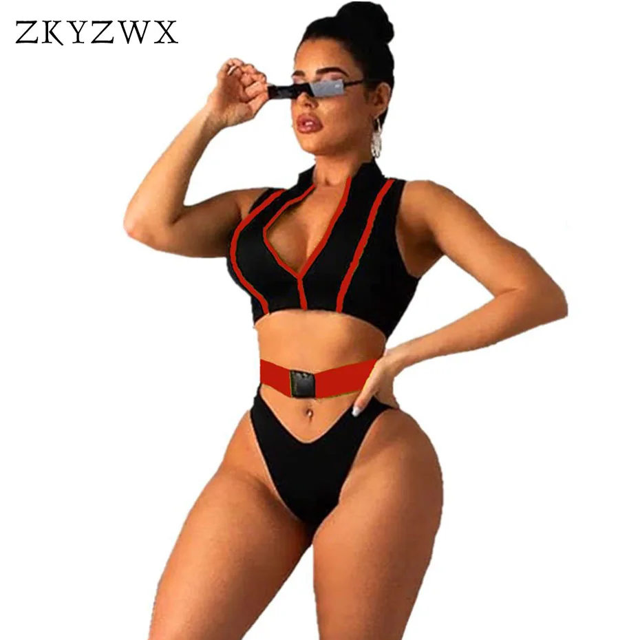 ZKYZWX اثنين قطعة النيون مثير ارتداءها الصيف بدلة للجسم بوهو الشاطئ وزرة Bodycon ضمادة Playsuit السراويل السروال القصير المرأة بذلة