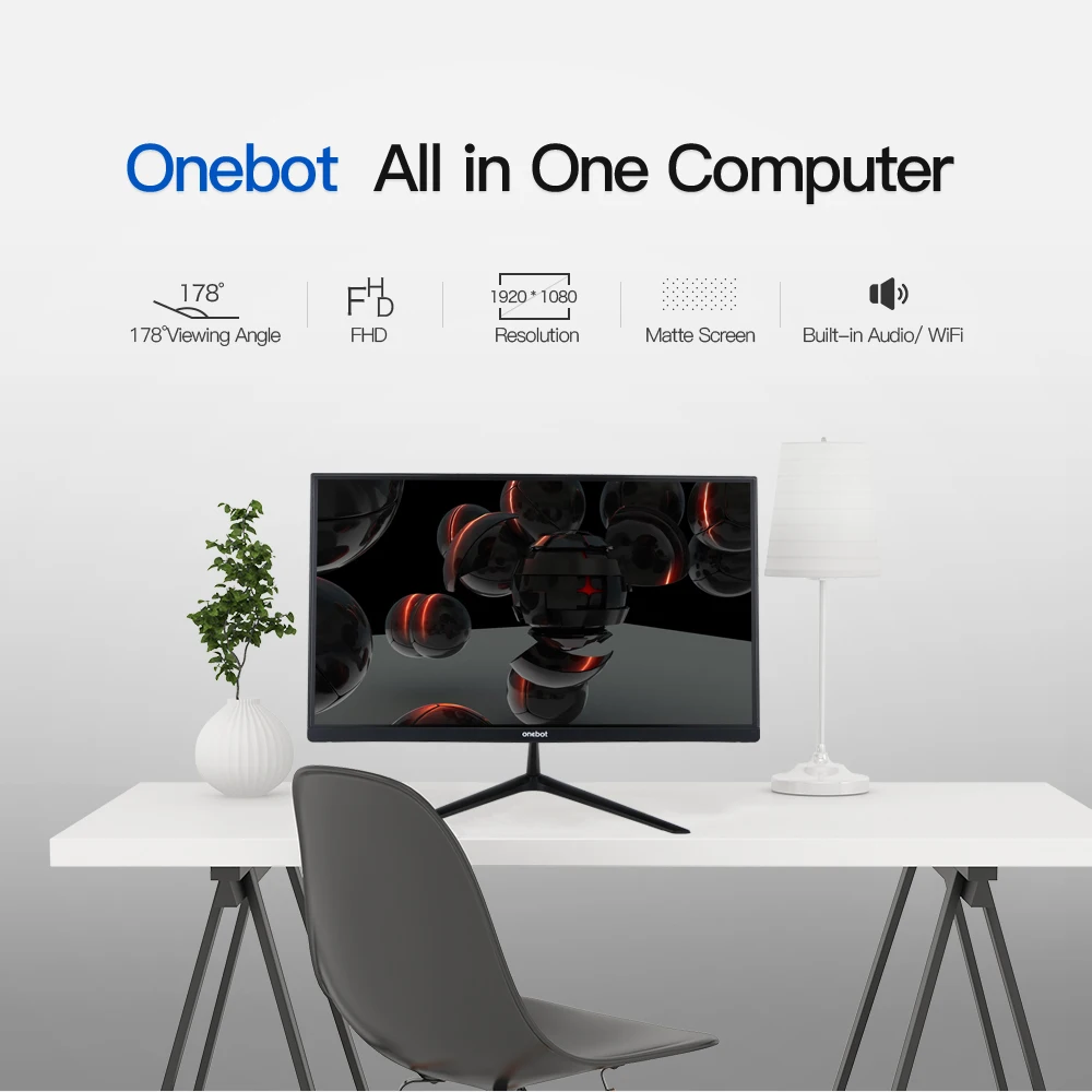 Onebot 21,5 дюйма, все в одном, игровой настольный компьютер, мини-ПК, двухъядерный процессор Intel 4 Гб DDR4 ram 120 г SSD 16:9 FHD 178D angle, офисный геймер