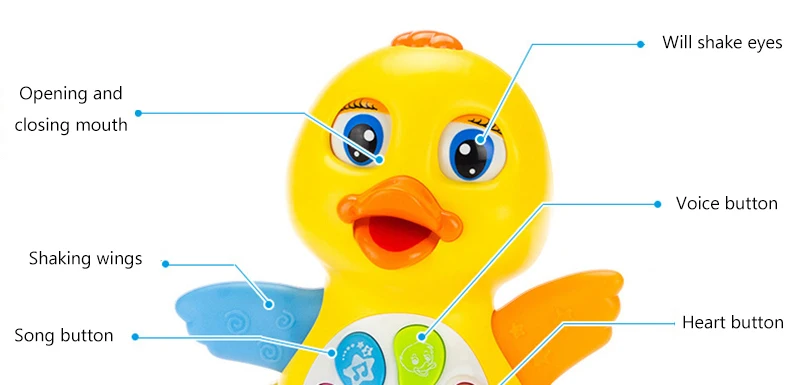 Animais de Estimação Brinquedos do Bebê Seguro e Diversão Elétrico Grande Amarelo Pato Brinquedo Crianças Cartão Luzes Piscando Balanço Música Educação Precoce Brinquedos Inteligentes 3 brinquedo crianças cartão luzes piscando balanço música