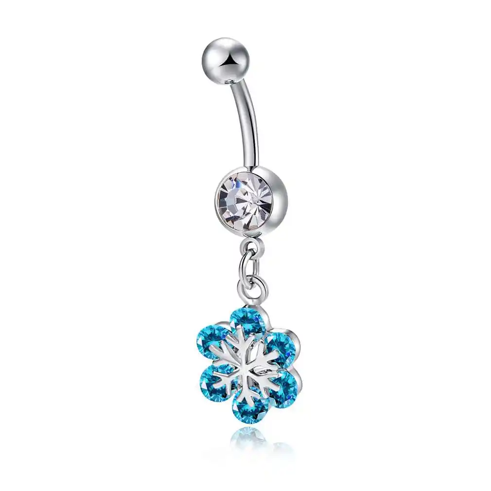 FUNIQUE Fashion Women Sexy Flower Belly Button Rings Piercing Navel Nail Zircon Rhinestone Ring Body Jewelry |
