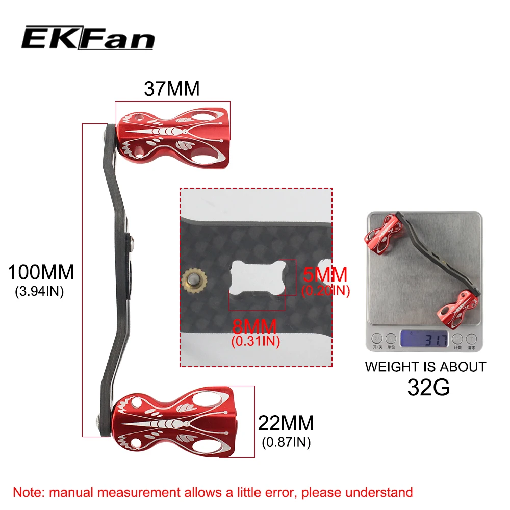 EKFan 8*5 мм Размер отверстия s-образная Рыболовная катушка длина ручки 100 мм Baitcast Катушка рыболовные аксессуары для левой руки