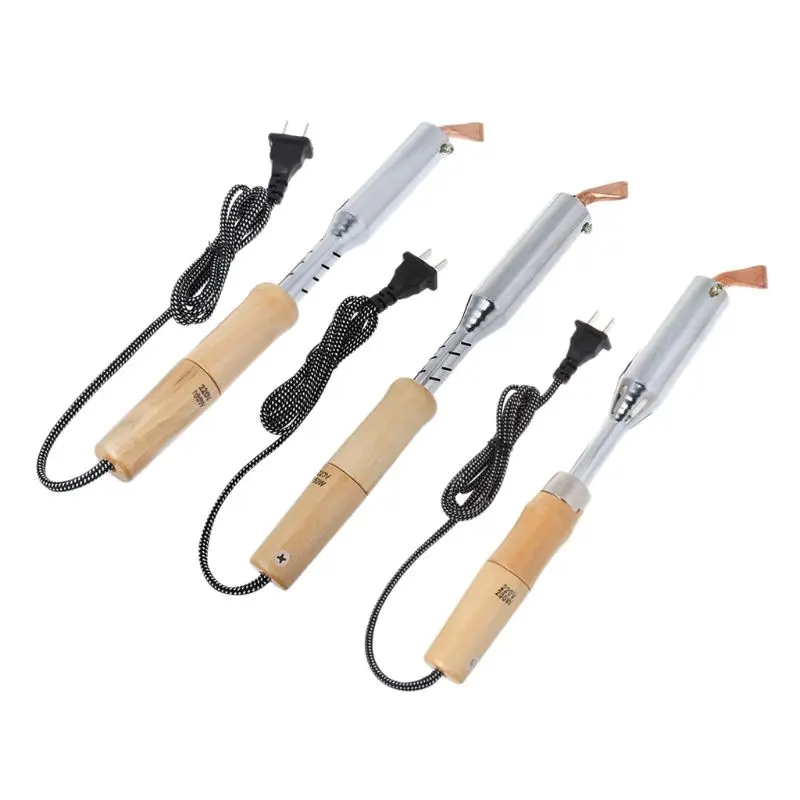 High Power Electric Soldering Iron With Wooden Handle Chisel Tip 220V