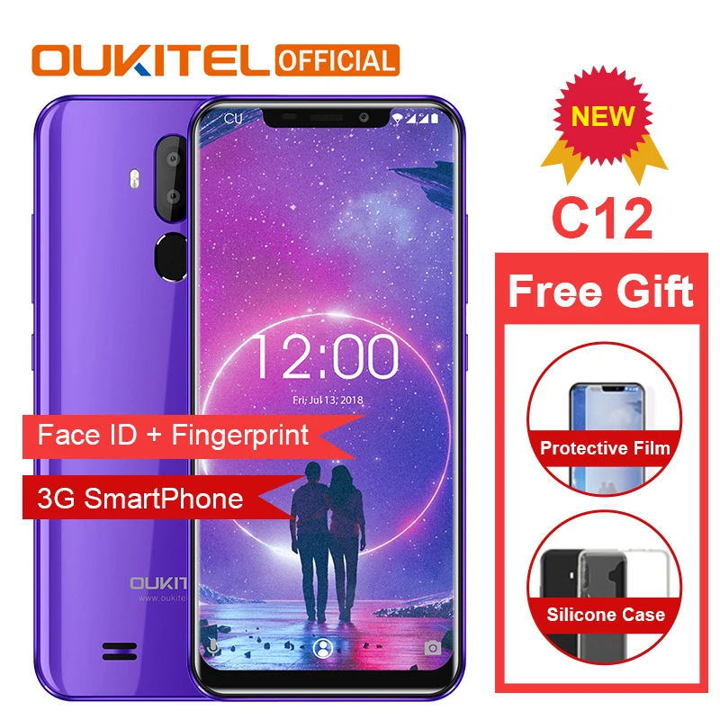 

OUKITEL C12 3G Smartphone Face ID 6.18" 19:9 Fingerprint Mobile Phone Android8.1 MTK6580 Quad Core 2G RAM 16G ROM 3300mAh Unlock