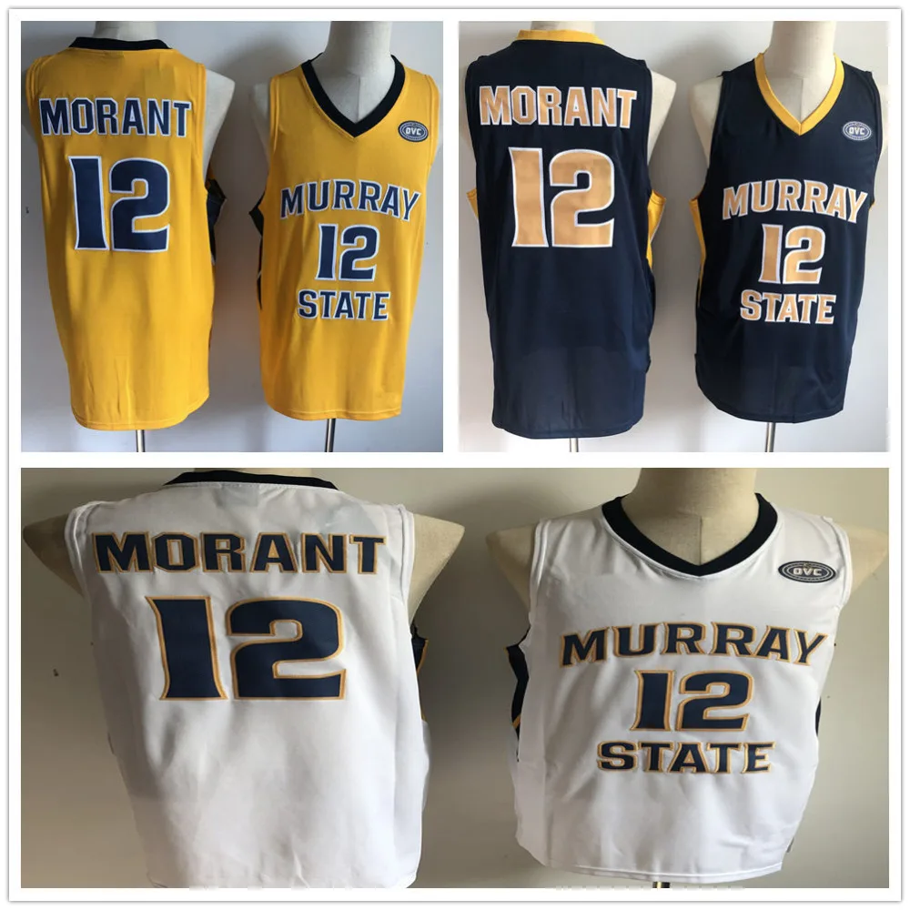 Murray State College #12 Ja Morant Retro Basketball Jersey ...
