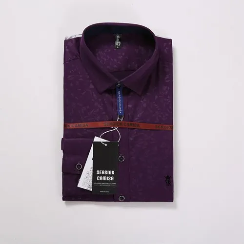 Dudalina, мужская рубашка, Camisa Social Masculina, жаккард, вышивка логотипа, длинный рукав, Бизнес Стиль, повседневные рубашки для мужчин, известный бренд - Цвет: SK-1711PURPLE