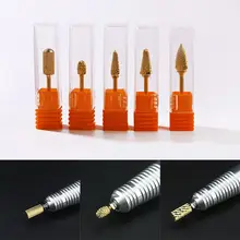 Mayitr 1 шт. цвета: золотистый Бур для маникюра из карбида карбидные сверла ногтя сверла для ногтей маникюра и педикюра, фрезер для вращающихся инструментов