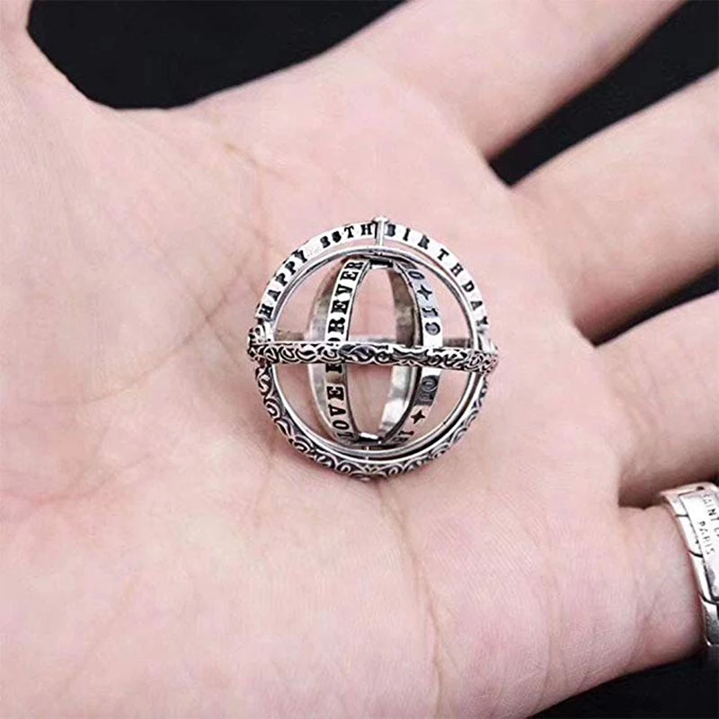 Qevila New Astronmical Ball Rings for Women Lover Men Germany Vintage Cosmic Finger Ring Necklace Dual-Use Fashion Jewelry Gifts (10)