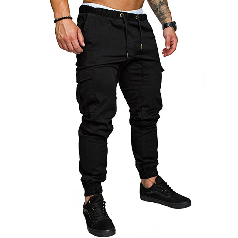 Новый бренд Для мужчин Штаны хип-хоп шаровары бегунов Штаны 2018 мужские хлопковые брюки Для мужчин s джоггеры однотонные штаны пот Штаны
