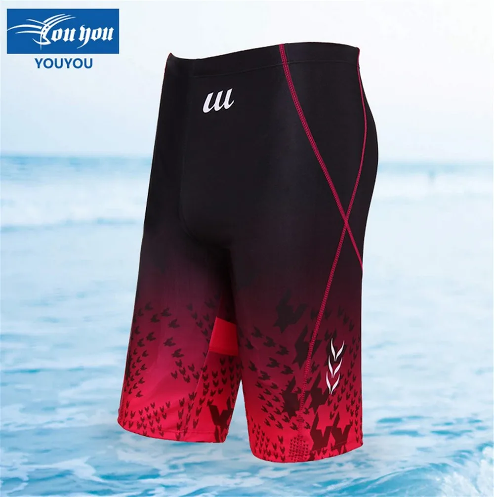 New men's long Swim Trunks Swimsuit five waist boxer spa Swimming