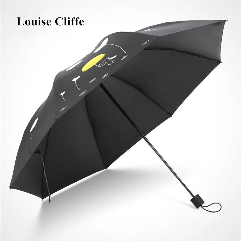 Black sunscreen sun umbrella folding small black umbrella rain and rain