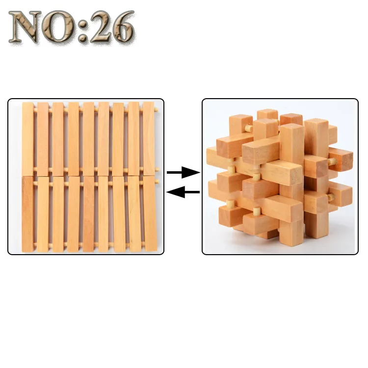 53 вида 3D деревянные игрушки-головоломки игра Kongming Замок куб головоломка обучающая игрушка для детей взрослых строительный комплект модель блока - Цвет: 26