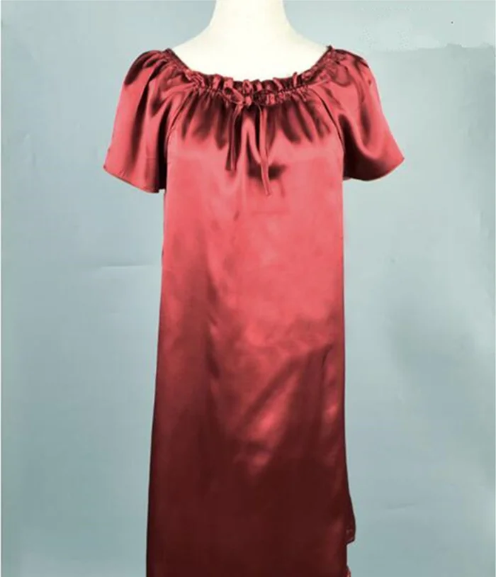NEW ARRIVAL Mulberry Silk Nightdress Natural Satin Silk Nightgown Soft&Cool Summer Sleepshirts Nightwear Multicolor - Цвет: wine red