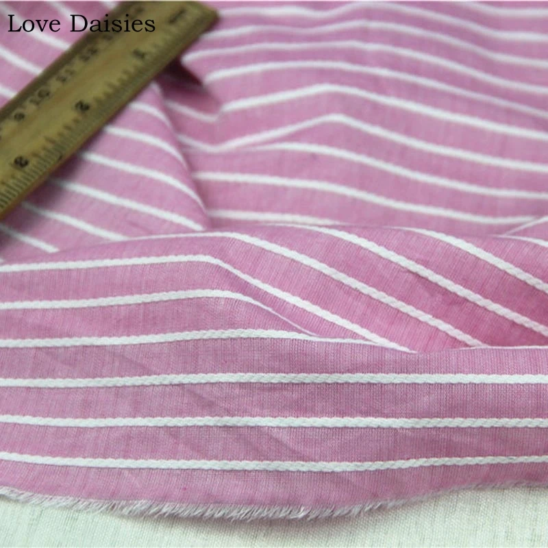 Хлопок, окрашенная в пряже розовая, белая, горизонтальная ткань в полоску для самостоятельной сборки, летняя детская одежда ручной работы, платье-рубашка Топ, ткань