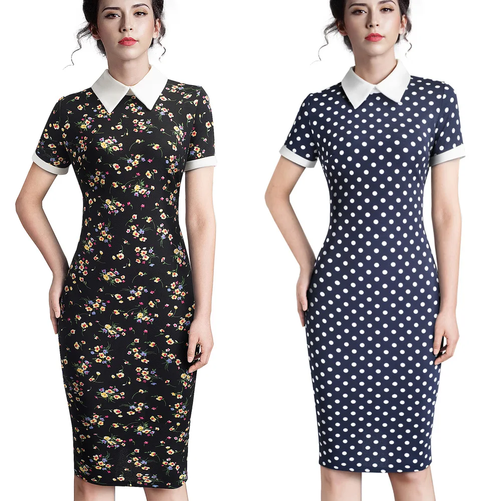 Платье миди Nice forever женское обтягивающее с отложным воротником|work dress|midi dressbodycon midi