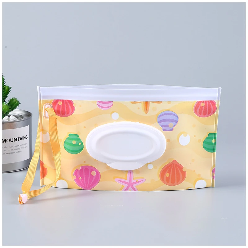 Portable Tissue Boxes Wet Wipes Bag Clamshell Cosmetic Pouch Clutch Easy-carry Snap-strap Wipes Container Wipes Tissue Boxes